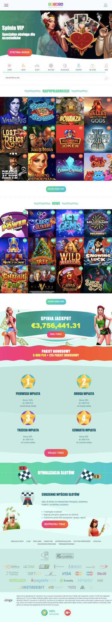 strona główna kasyna internetowego Spinia